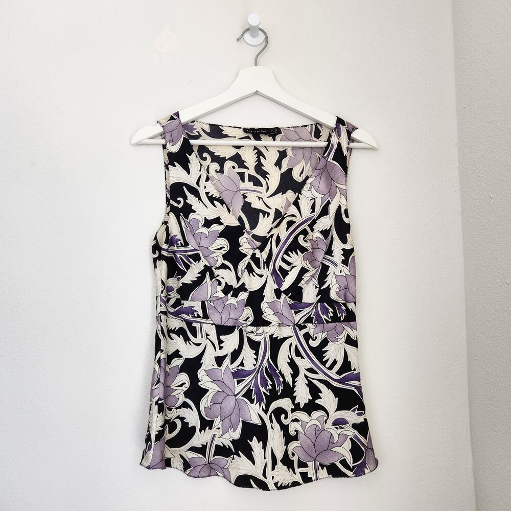 Vintage Y2K The Limited Silk Purple Floral Sleeveless Blouse Top S Corpcore